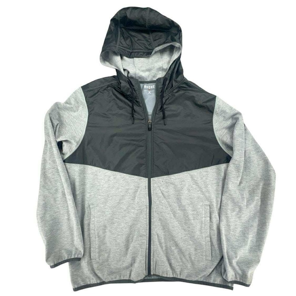 Rhone Full Zip Hoodie Jacket Mens XL Gray Black Colorblock Activewear